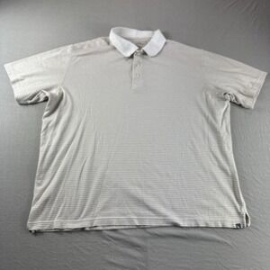 Eddie Bauer Travex Polo Men XL Brown White Striped Golf Shirt Performance Preppy